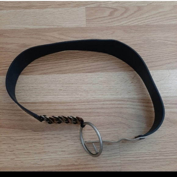 Chicos Black Leather Boho Rare Buckle Hook Belt Small - Picture 6 of 8